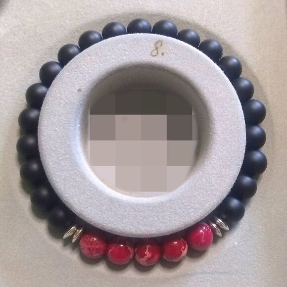 Deep Red Sea Sediment Jasper Beaded Stone Bracelet! Unisex Stretch Bracelet - Picture 4 of 10